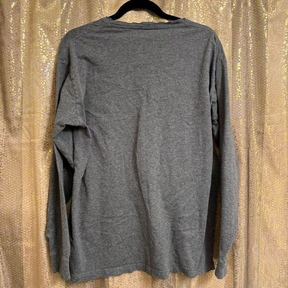 PINK Victorias Secret Charcoal Gray Distressed Long Sleeve T Shirt Large - Picture 2 of 7
